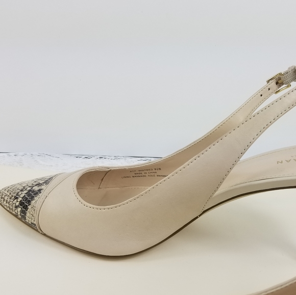 Cole Hann cream leather shoes faux snake print - Picture 8 of 8